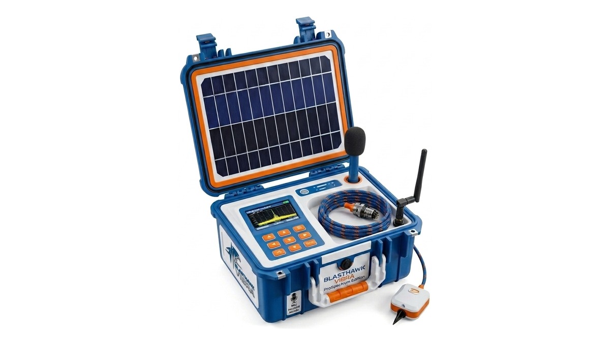 BlastHawk VIBRA Pro-Spectrum Edition blast vibration monitor vibrograph and seismograph, designed and manufactured in India by AMW Hardware and Software Labs
